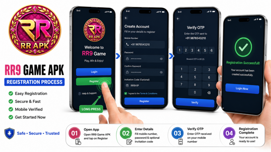RR9 Game APK Me Register Kaise Kare?